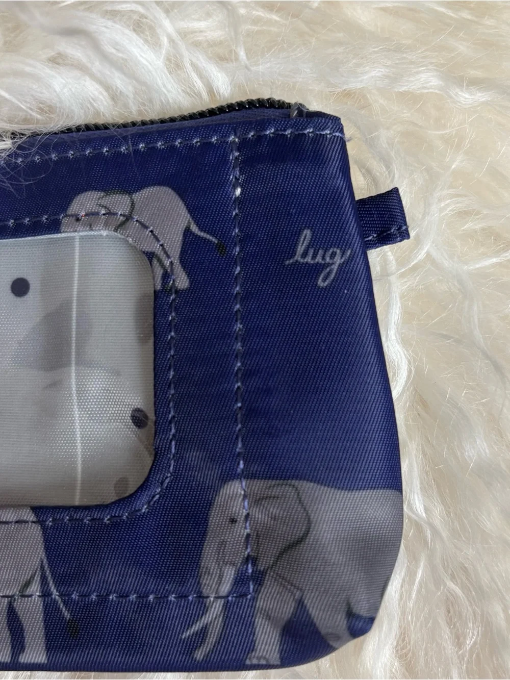 lug Quilted Navy Wristlet with Elephant Print